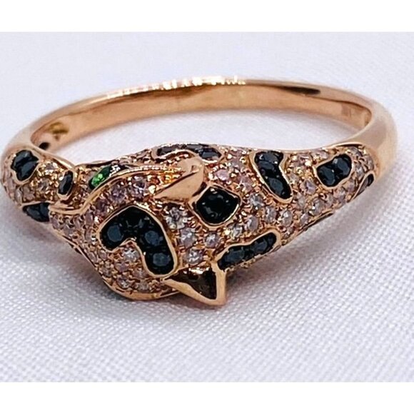Effy Jewelry - Effy Signature 14K Rose Gold Diamond & Tsavorite Panther Ring Size 9